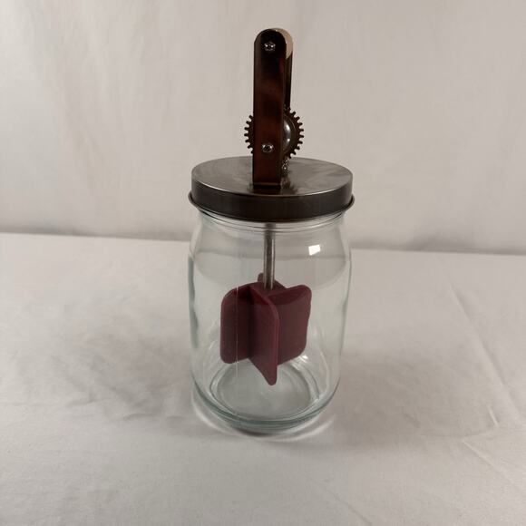 Manual Butter Churner Hand Crank Large Glass Jar Homemade Butter Maker Homestead - Picture 5 of 6